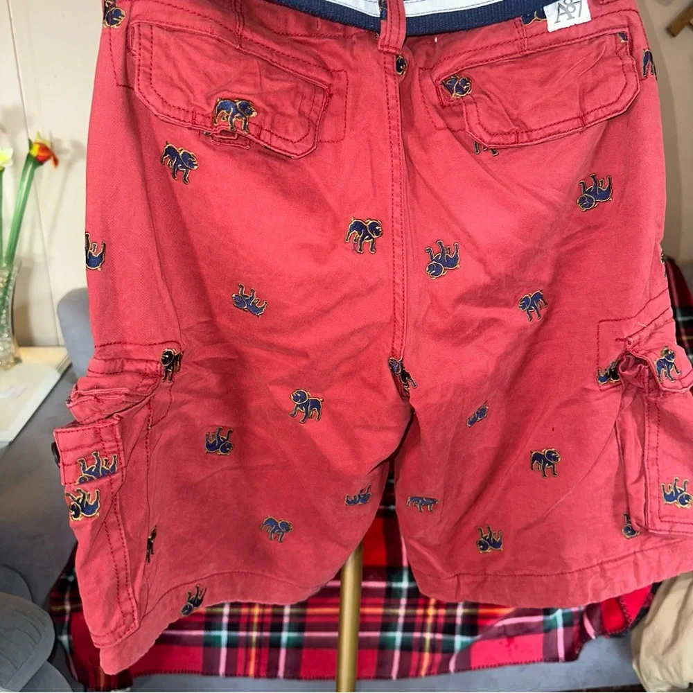 Aeropostale Red Cargo Shorts with Bull Dog Embroidery 31